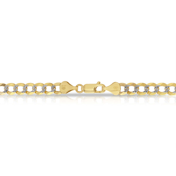 Solid 10K Gold Rhodium Pave Flat Curb Chain 7.0mm