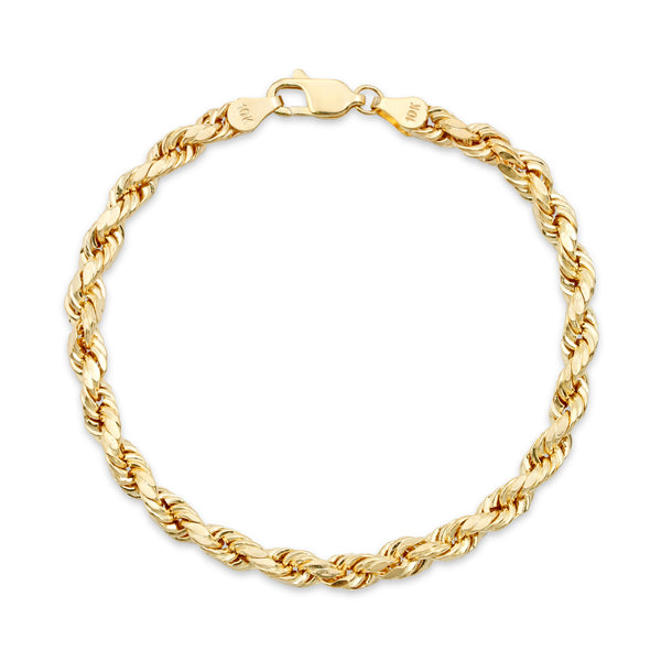 Hollow 10K Gold D/C Rope Bracelet 5.0mm