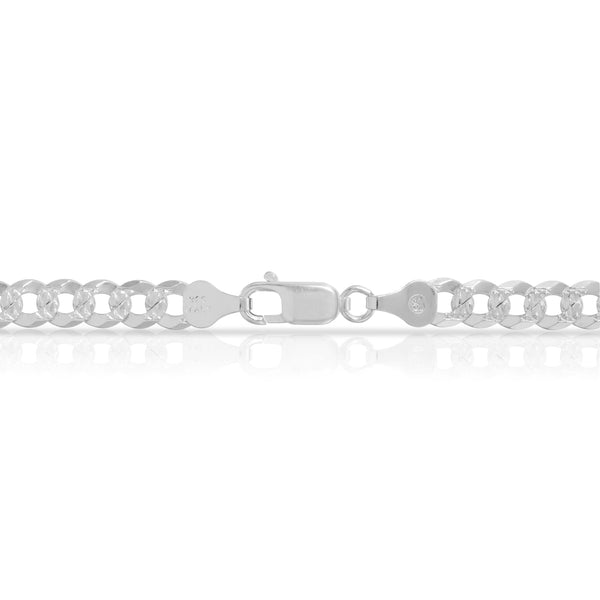 6.0MM Pave FLAT CURB - 925 STERLING SILVER CHAIN