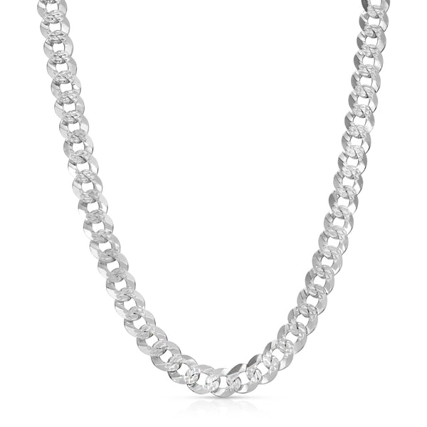 9.5MM Pave FLAT CURB - 925 STERLING SILVER CHAIN