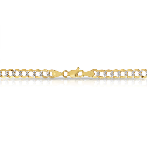 Solid 10K Gold Rhodium Pave Flat Curb Chain 4.5mm