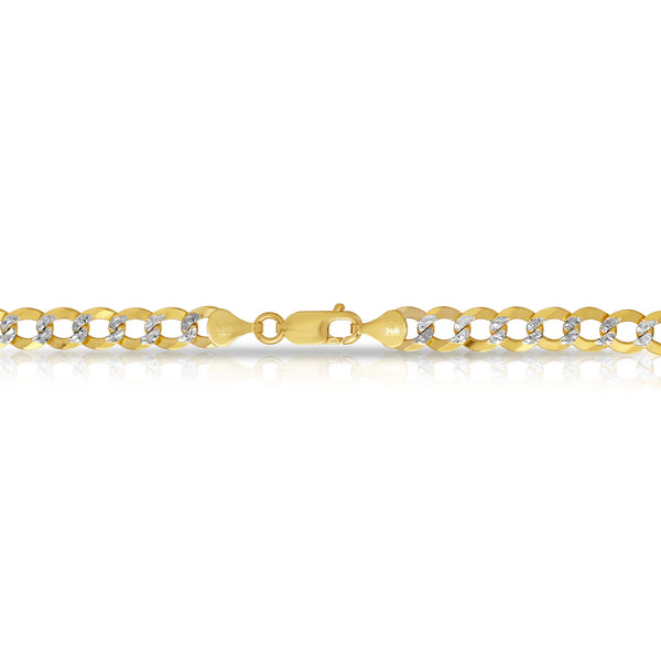 Solid 10K Gold Rhodium Pave Flat Curb Chain 5.5mm