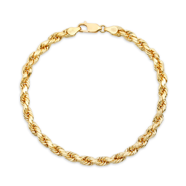 Hollow 10K Gold D/C Rope Bracelet 4.0mm