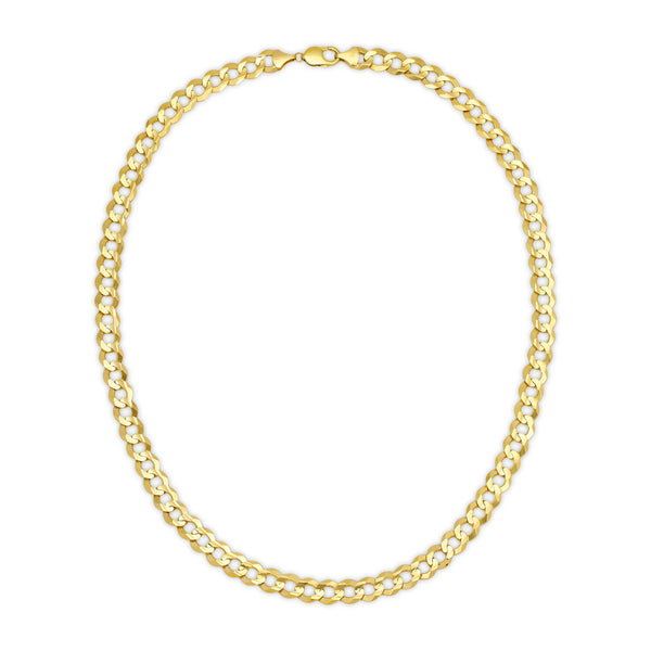 Solid 10K Gold Flat Curb Chain 11.0mm