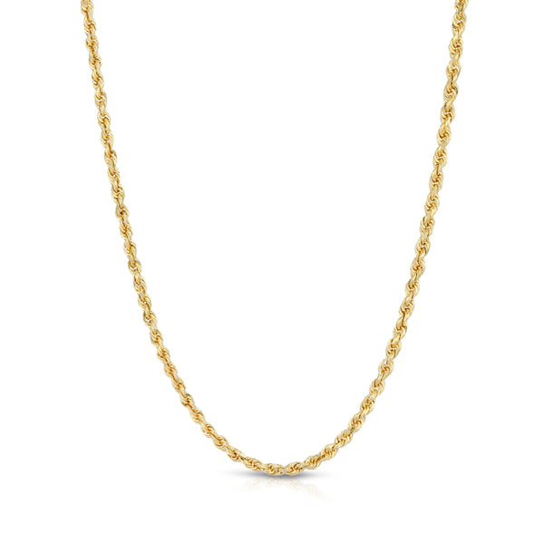 Hollow 10K Gold D/C Rope Chain 2.5mm
