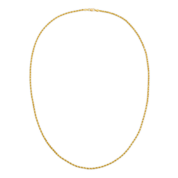 Hollow 10K Gold D/C Rope Chain 2.5mm