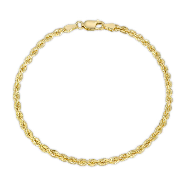 Solid 10K Gold D/C Rope Bracelet 3.5mm