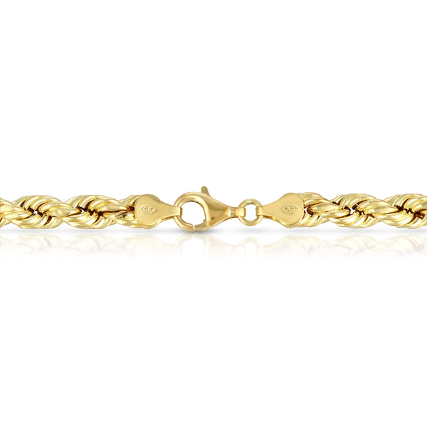 6.0MM D/C Rope - Hollow 10K Gold Chain