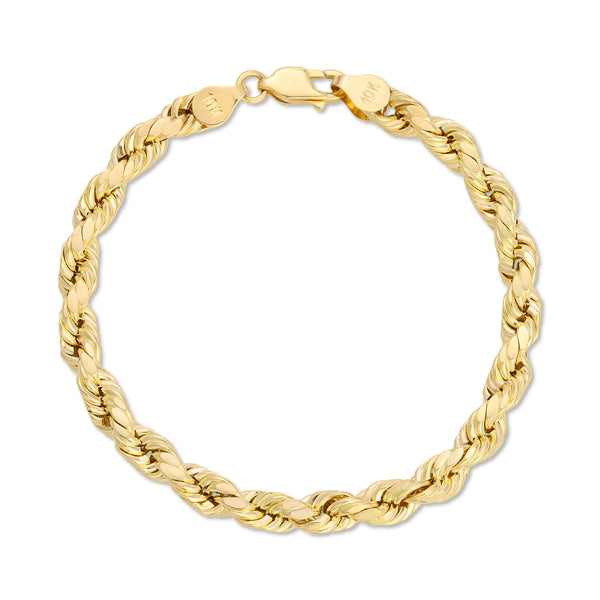 Hollow 10K Gold D/C Rope Bracelet 6.0mm