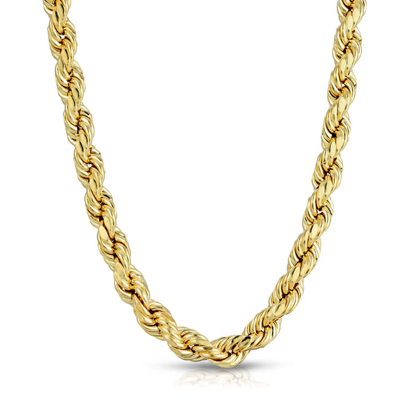 Hollow 10K Gold D/C Rope Chain 8.0mm