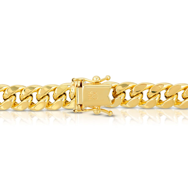 Hollow 10K Gold Miami Cuban Bracelet 8.0mm Box Clasp Lock