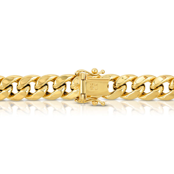 Hollow 10K Gold Miami Cuban Bracelet 9.0mm Box Clasp Lock