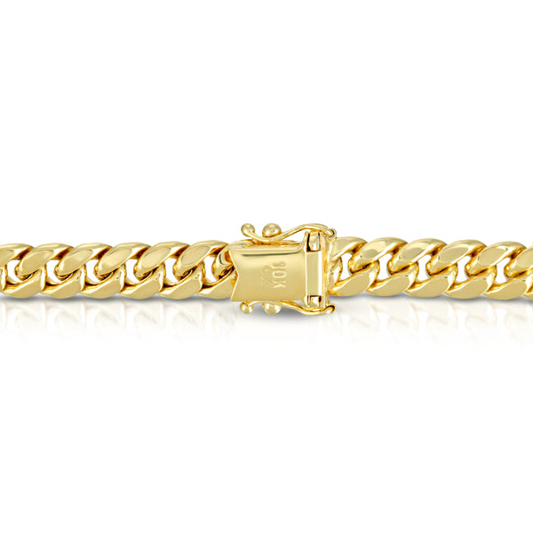 Hollow 10K Gold Miami Cuban Bracelet 6.5mm Box Clasp Lock